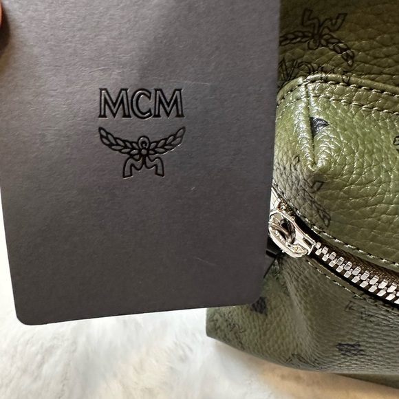 MCM Dark Green Logo Backpack - Picture 9 of 16